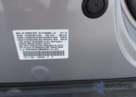 2016 Acura Mdx Technology Acurawatch Plus Packages/Technology Package из США, поврежденный, VIN 5FRYD4H47GB046635